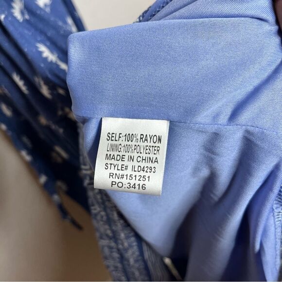 In Loom‎ Maxi Dress Small Bohemian Southwestern Daisy Floral Print Blue White - Picture 9 of 10